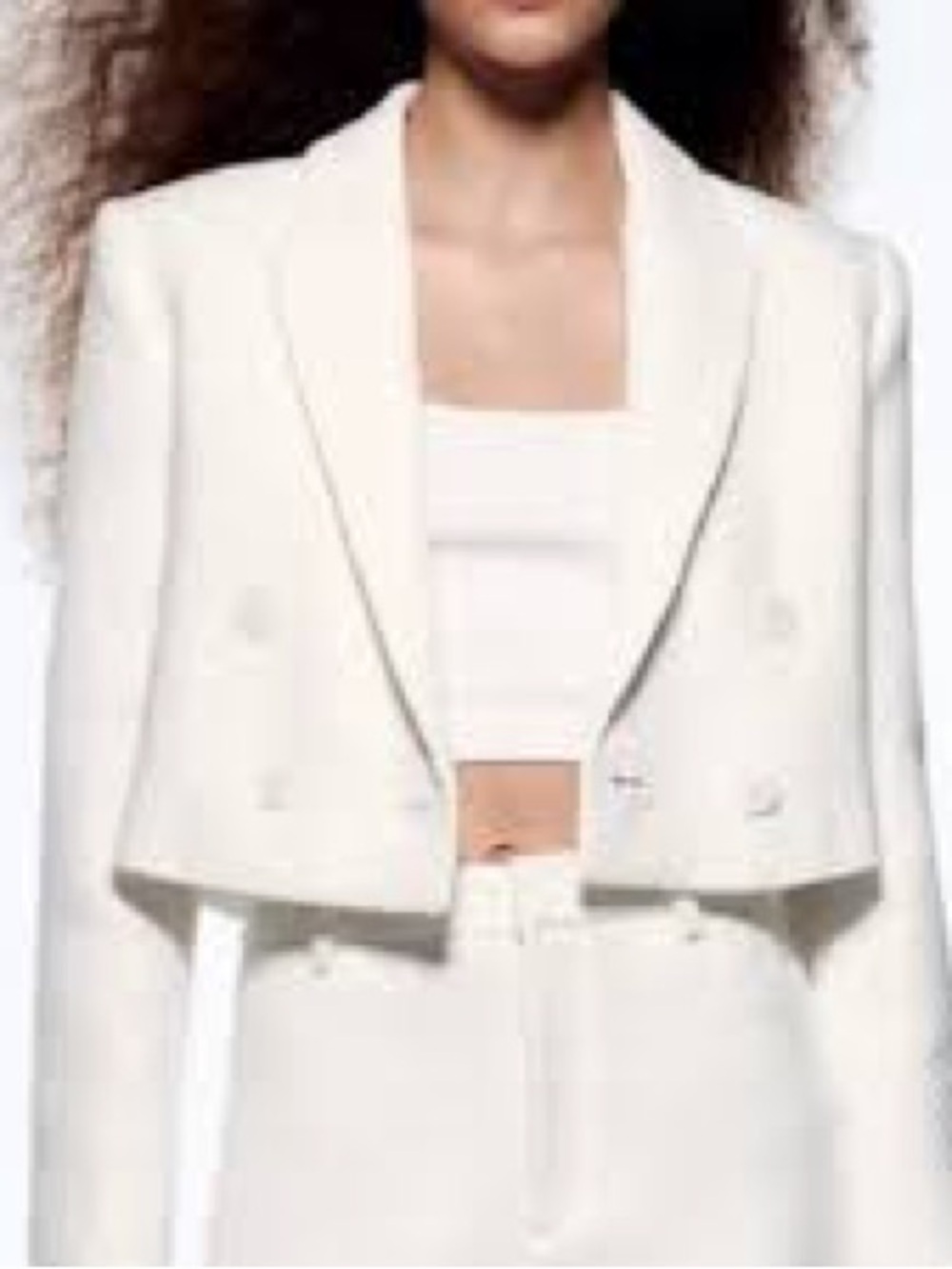 NWT:Zara Cropped Double-Breasted Women’s Blazer Jacket - White